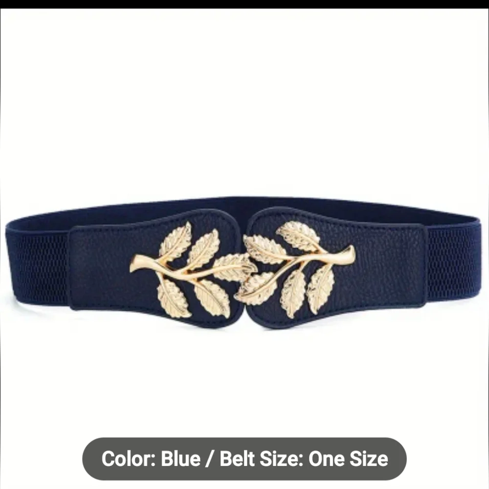 3 Golden Leaf Wide Buckle Belt/ WaistBand